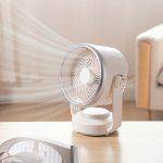 Luftzirkulationsventilator, automatischer Tischventilator mit oszillierendem Kopf und LED-Licht – Bild 2
