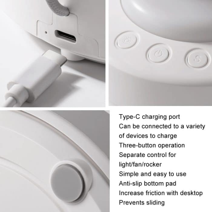 Luftzirkulationsventilator, automatischer Tischventilator mit oszillierendem Kopf und LED-Licht – Bild 9