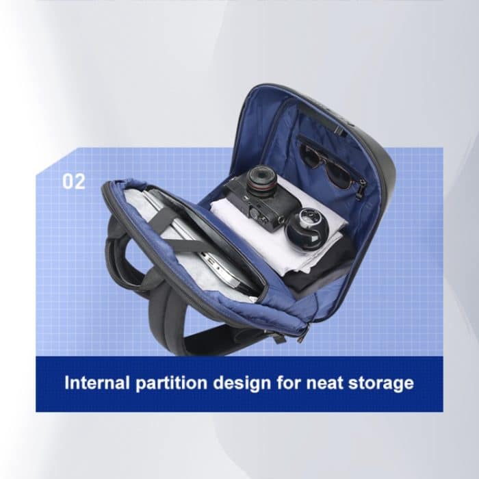 Bopai 61-122579 Hartschalen-Passwortschloss mit großer Kapazität, wasserdichter Business-Laptop-Rucksack, (Grey) – Bild 11