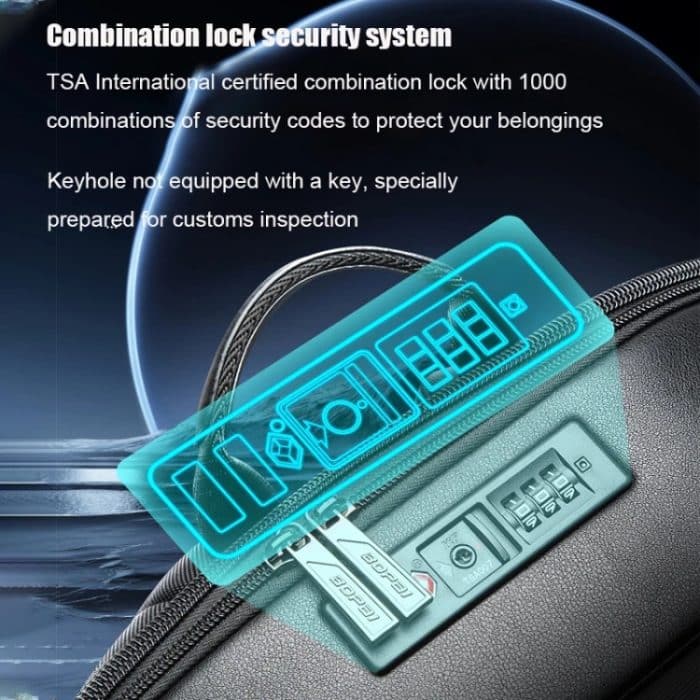 Bopai 61-122579 Hartschalen-Passwortschloss mit großer Kapazität, wasserdichter Business-Laptop-Rucksack, (Grey) – Bild 6