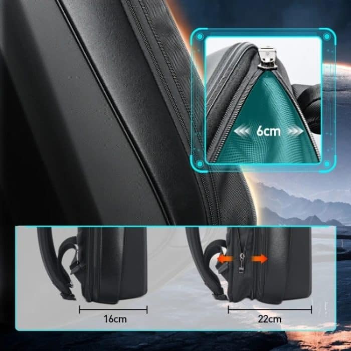 Bopai 61-122579 Hartschalen-Passwortschloss mit großer Kapazität, wasserdichter Business-Laptop-Rucksack, (Grey) – Bild 7