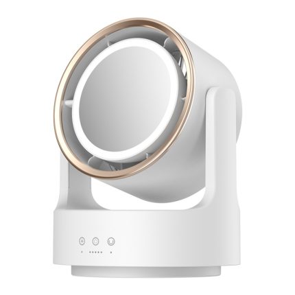 3-in-1-Multifunktions-Desktop-Ventilator mit LED-Licht-Kosmetikspiegel, USB Plug Non-Oscillating, Rechargeable Oscillating
