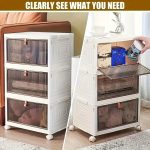 Stapelbare Aufbewahrungsbehälter aus Kunststoff mit Rädern und magnetischer Tür für Snacks, Kleidung, Küchenbedarf, Schuhe, 1-Tier, 2-Tier, 3-Tier, 4-Tier, 5-Tier, 6-Tier – Bild 5