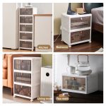 Stapelbare Aufbewahrungsbehälter aus Kunststoff mit Rädern und magnetischer Tür für Snacks, Kleidung, Küchenbedarf, Schuhe, 1-Tier, 2-Tier, 3-Tier, 4-Tier, 5-Tier, 6-Tier – Bild 6