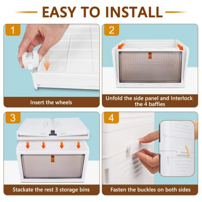 Stapelbare Aufbewahrungsbehälter aus Kunststoff mit Rädern und magnetischer Tür für Snacks, Kleidung, Küchenbedarf, Schuhe, 1-Tier, 2-Tier, 3-Tier, 4-Tier, 5-Tier, 6-Tier – Bild 7