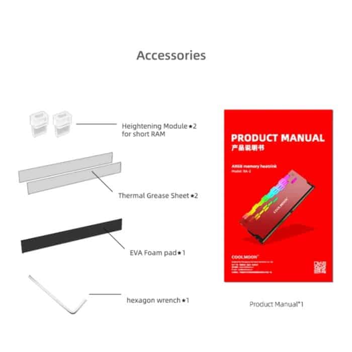 COOLMOON RA-2 Kühlkörper Kühler ARGB Bunte Blinkende Speicher Bank Kühler Für PC Desktop-Computer Zubehör – Bild 12