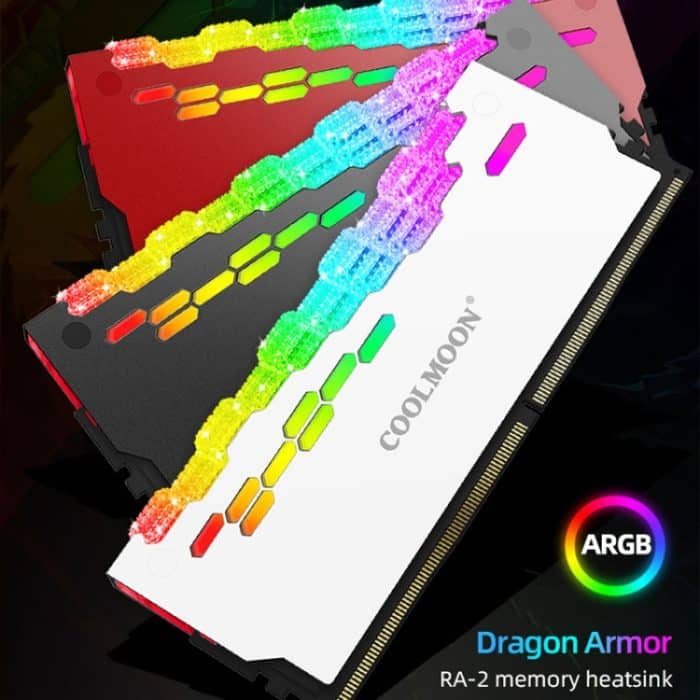 COOLMOON RA-2 Kühlkörper Kühler ARGB Bunte Blinkende Speicher Bank Kühler Für PC Desktop-Computer Zubehör – Bild 3