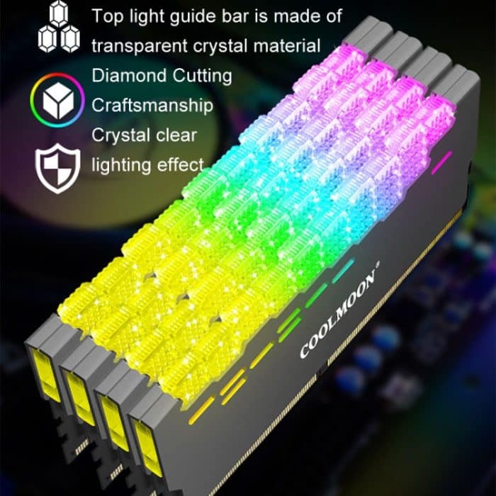 COOLMOON RA-2 Kühlkörper Kühler ARGB Bunte Blinkende Speicher Bank Kühler Für PC Desktop-Computer Zubehör – Bild 4