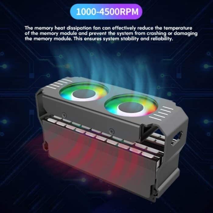 Desktop-ARGB-Speicherkühler PWM-Temperaturregelung Doppellüfter, für DDR / DDR2 / DDR3 / DDR4 / DDR5 – Bild 6