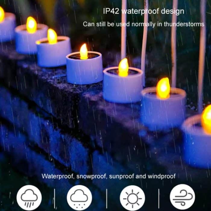 Solar-Kerzenlichter für den Außenbereich, wasserdicht, Hoflicht, Gartendekoration, Ambiente-Lampe, Candle Model (Yellow Flash), Candle Model (Warm White) – Bild 8