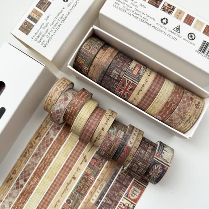 TBD0604825301A.jpg 10 Rollen/Box kombiniertes Washi-Tape-Set für DIY-Scrapbook-Aufkleber, 1,5 cm x 4 + 1 cm x 6 – Bild 1