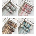 10 Rollen/Box kombiniertes Washi-Tape-Set für DIY-Scrapbook-Aufkleber, 1,5 cm x 4 + 1 cm x 6 – Bild 2