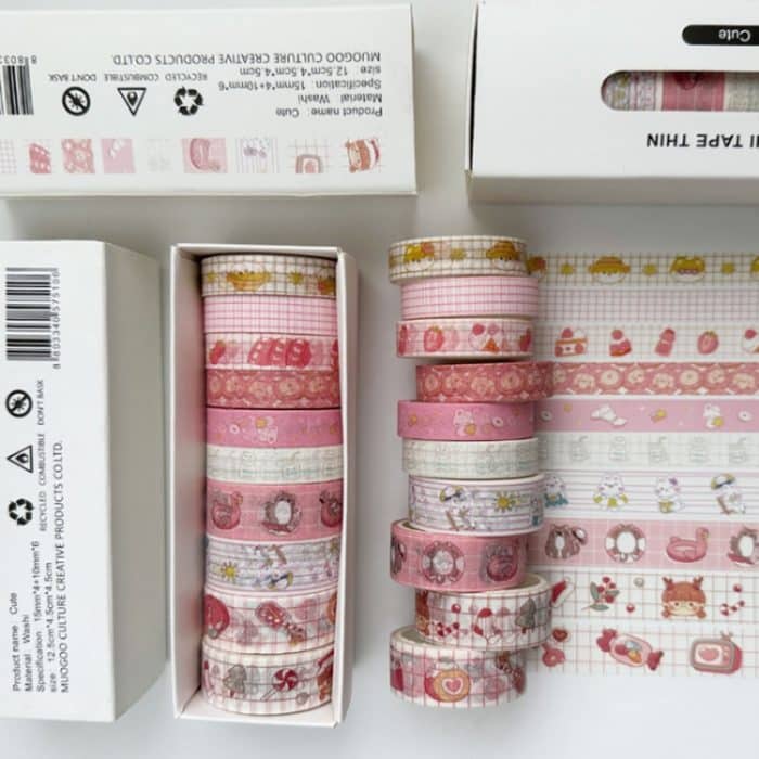 10 Rollen/Box kombiniertes Washi-Tape-Set für DIY-Scrapbook-Aufkleber, 1,5 cm x 4 + 1 cm x 6 – Bild 3