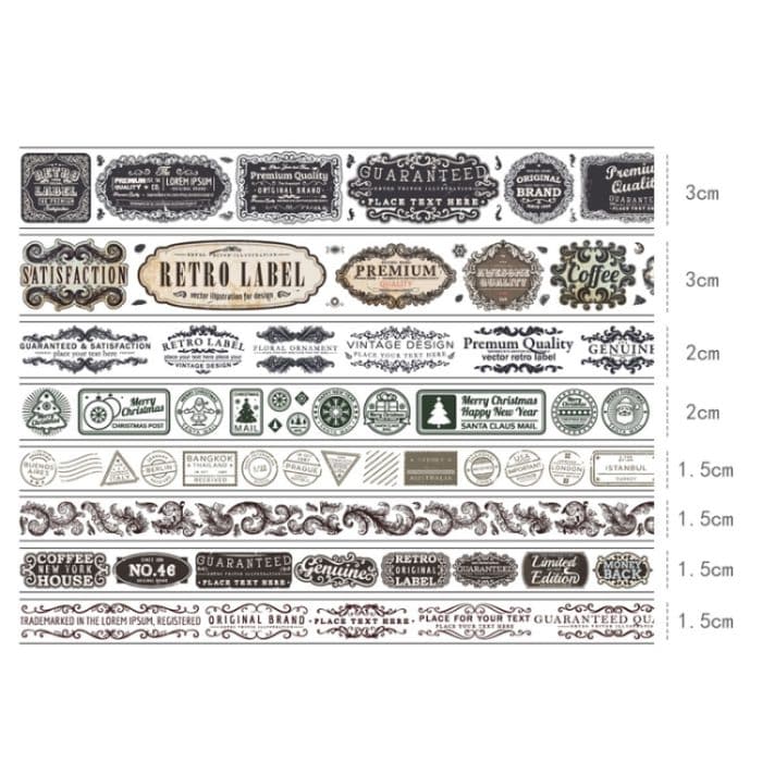 8 Rollen/Box, transparentes PET-Klebeband-Set im antiken Stil für Journaling, 3 cm x 2 + 2 cm x 2 + 1,5 cm x 4 – Bild 7