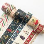 8 Rollen/Box Weihnachts-Washi-Klebeband-Set mit Goldfolie für Journaling, DIY-Handwerk, 3 cm x 2 + 1,5 cm x 4 + 1 cm x 2 – Bild 2