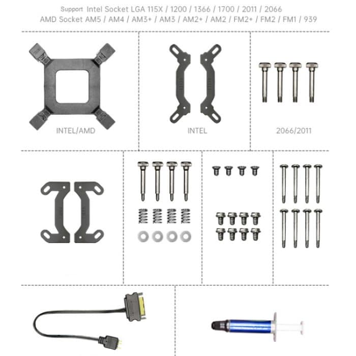 COOLMOON CM-YM-240T Digital ARGB Lens Edition Integrierte Wasserkühlung CPU-Kühler Temperaturanzeige CPU-Lüfter, CM-YM-240T – Bild 12