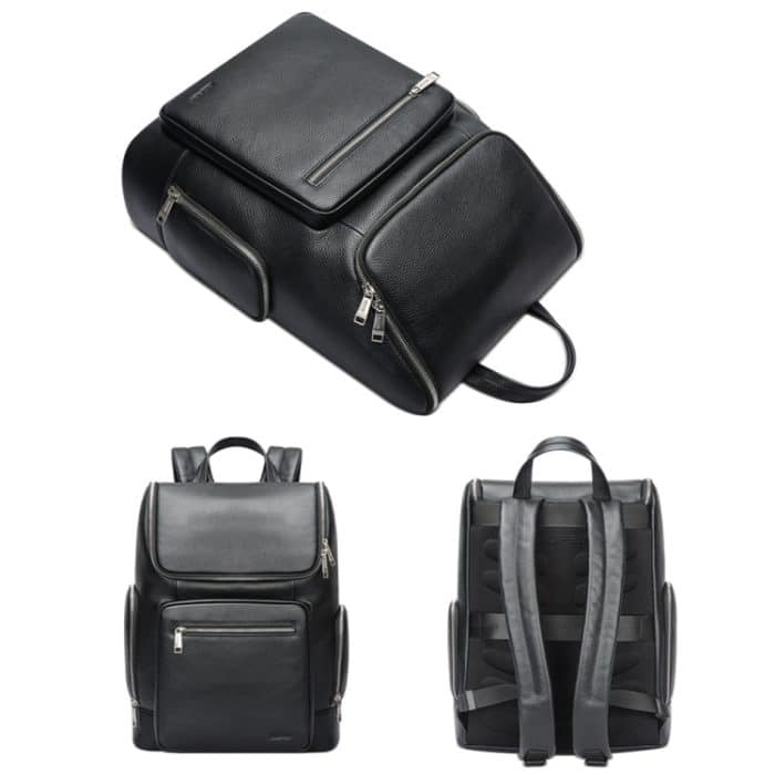 Bopai 61-122431 Wasserdichter Business-Laptop-Rucksack aus erstklassigem Rindsleder mit großem Fassungsvermögen, 61-122431 – Bild 2