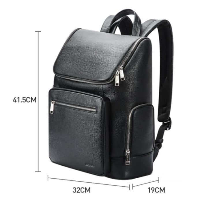 Bopai 61-122431 Wasserdichter Business-Laptop-Rucksack aus erstklassigem Rindsleder mit großem Fassungsvermögen, 61-122431 – Bild 3