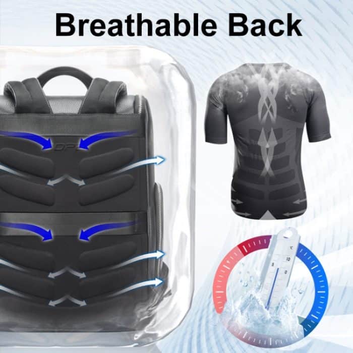 Bopai 61-122431 Wasserdichter Business-Laptop-Rucksack aus erstklassigem Rindsleder mit großem Fassungsvermögen, 61-122431 – Bild 5