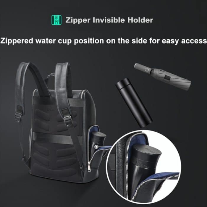 Bopai 61-122431 Wasserdichter Business-Laptop-Rucksack aus erstklassigem Rindsleder mit großem Fassungsvermögen, 61-122431 – Bild 6