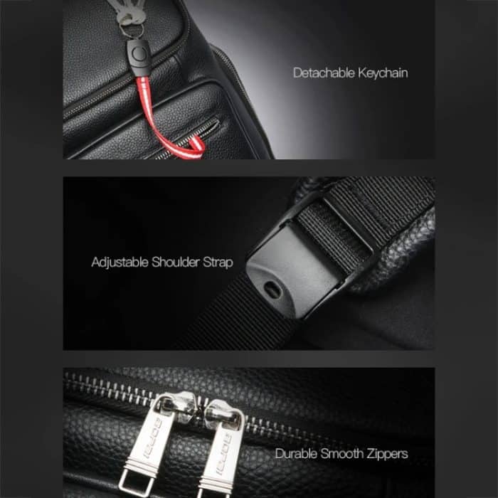 Bopai 61-122431 Wasserdichter Business-Laptop-Rucksack aus erstklassigem Rindsleder mit großem Fassungsvermögen, 61-122431 – Bild 8