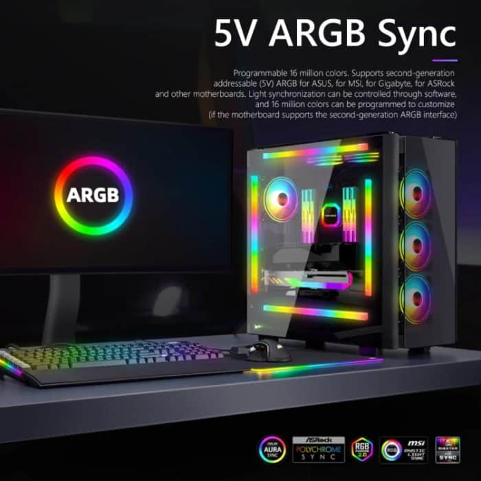 Panorama Glow ARGB Lichtleiste Desktop-Computergehäuse Innendekoratives Umgebungslicht, F300 Square – Bild 2