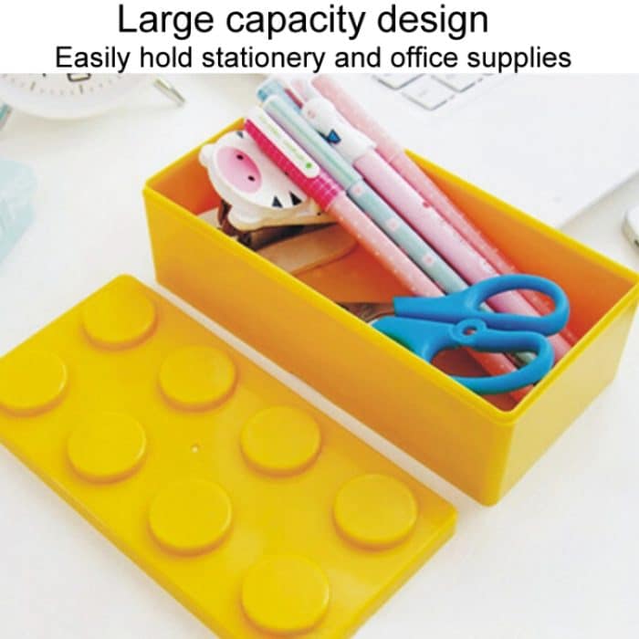 Stapelbarer Baustein-Organizer für den Haushalt, Studenten-Desktop-Aufbewahrungsbox aus Kunststoff, Rectangular Blue, Rectangular Yellow, Rectangular Red, Square Blue, Square Yellow, Square Red – Bild 6