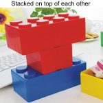 Stapelbarer Baustein-Organizer für den Haushalt, Studenten-Desktop-Aufbewahrungsbox aus Kunststoff, Rectangular Blue, Rectangular Yellow, Rectangular Red, Square Blue, Square Yellow, Square Red – Bild 7