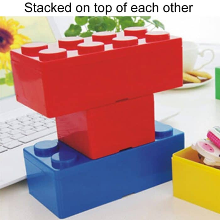 Stapelbarer Baustein-Organizer für den Haushalt, Studenten-Desktop-Aufbewahrungsbox aus Kunststoff, Rectangular Blue, Rectangular Yellow, Rectangular Red, Square Blue, Square Yellow, Square Red – Bild 7