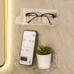 An der Wand montiertes, stanzfreies Nachttisch-Brillen-Aufbewahrungsbox-Badezimmer-Toilettenartikel-Abflussregal – Bild 7