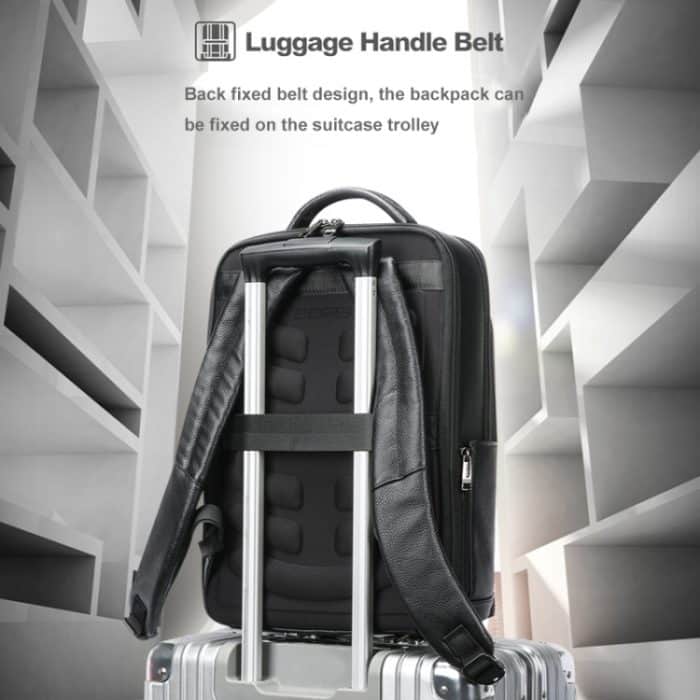 Bopai 61-122391 Großraum-Business-Laptop-Rucksack aus Rindsleder erster Schicht mit USB+Typ-C-Anschluss, 61-122391 – Bild 8