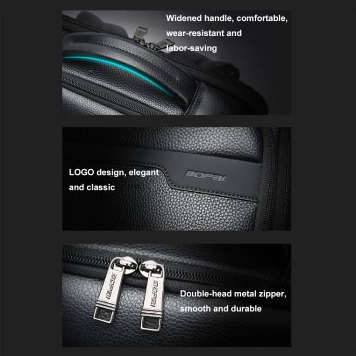 Bopai 61-122391 Großraum-Business-Laptop-Rucksack aus Rindsleder erster Schicht mit USB+Typ-C-Anschluss, 61-122391 – Bild 10
