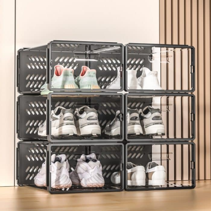 Schubladentyp Kunststoff-Schuhkarton Staubdichte Klappe Klappbare transparente Aufbewahrungsbox – Bild 5