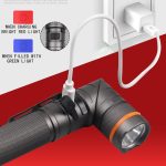 90 Grad faltbare Taschenlampe weißes/rotes/grünes Licht wasserdichte magnetische Taschenlampe, Built In 18650 Lithium Battery – Bild 8