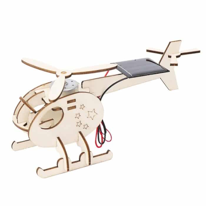 DIY Solar Hubschrauber Technologie Kleine Produktion Kinder Holz Montiert Flugzeug Modell – Bild 1