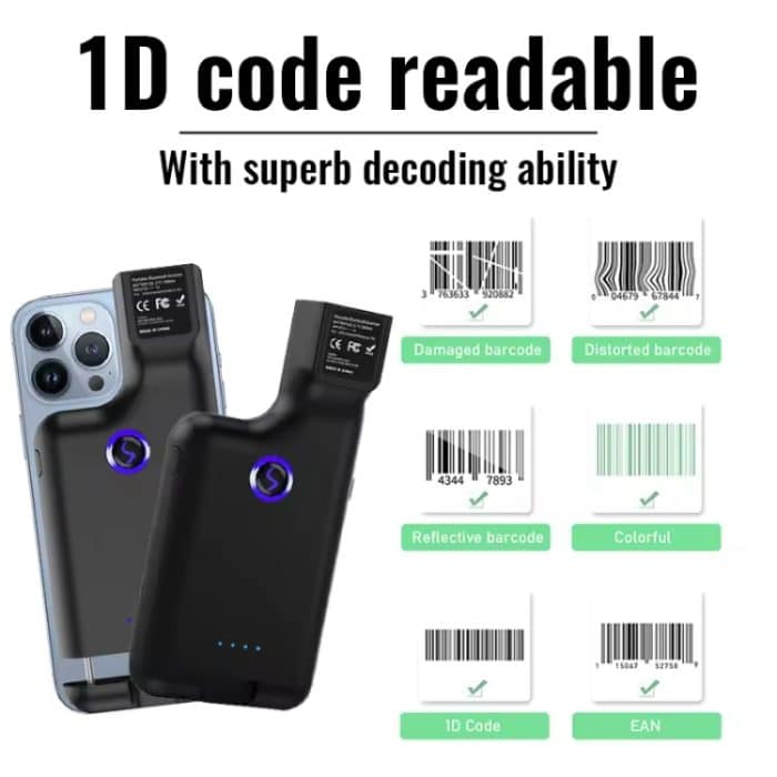 1D Bluetooth Barcode Scanner Drahtlose Zurück Clip Telefon Barcode Reader – Bild 3