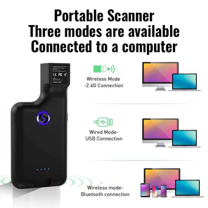 1D Bluetooth Barcode Scanner Drahtlose Zurück Clip Telefon Barcode Reader – Bild 5