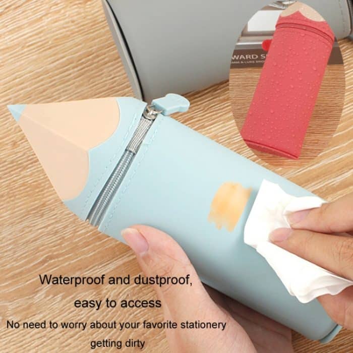 Silikon-Stiftetasche, große Kapazität, schmutzabweisend, Aufbewahrungstasche für Schreibwaren, Federmäppchen für Schüler – Bild 6