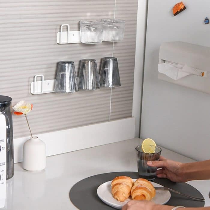 Becherhalter für den Haushalt, umgedrehter Becherhalter, Stange mit freiem Loch, an der Wand montiert, Entwässerungsbecherregal, 3 Position (Black), 3 Position (White), 4 Position (Black), 4 Position (White) – Bild 9