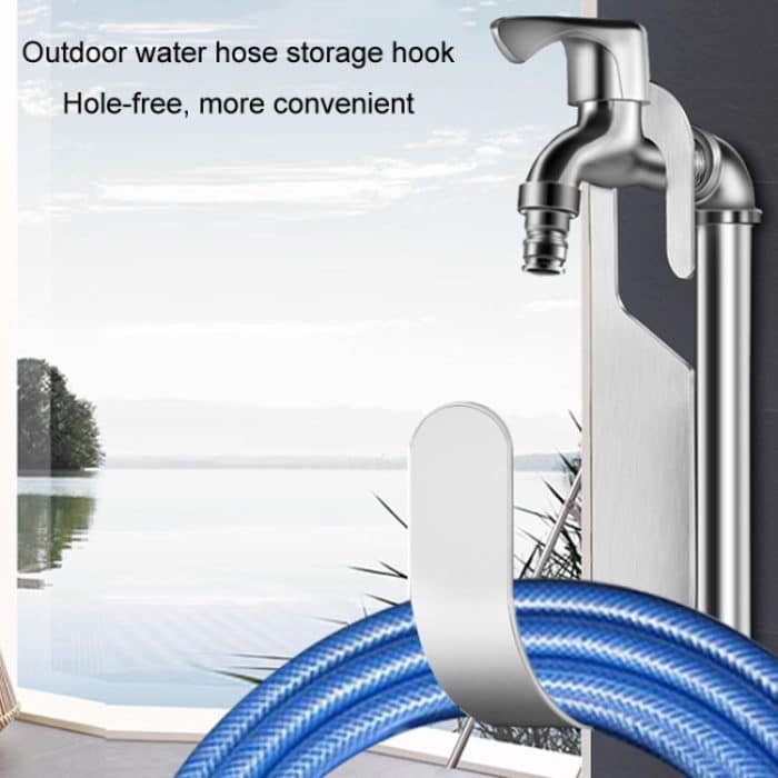 Home Outdoor Wasserschlauch Haken Edelstahl Terrasse Schlauch Lagerung Halter Auto Waschen Wasserhahn Haken – Bild 5