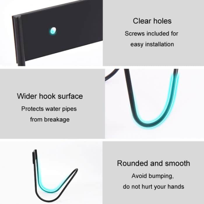 Edelstahl Schlauch Lagerung Halter Garten Home Auto Waschen Wasserhahn Schlauch Lagerung Haken, Wall-mounted (White), Wall-mounted (Black), Round Line (White), Round Line (Black) – Bild 4