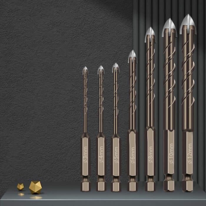Sechskantschaft Spiralnut Kreuz Legierung Bohrer Glas Fliesen Vier Rand Treiber, 3mm, 4mm, 5mm, 6mm, 8mm, 10mm, 12mm – Bild 2