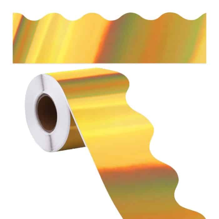 TBD0604977101.jpg Fächerförmige Laser-Gold-Bordüre aus Papier für Pinnwand, 7.6cm x 5m, 7.6cm x 10m, 7.6cm x 15m, 7.6cm x 20m – Bild 1