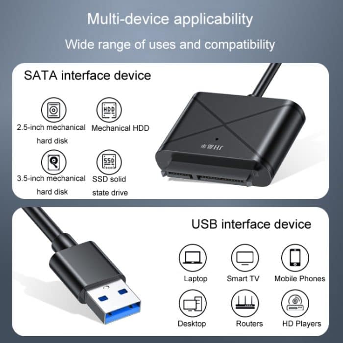 JINGHUA USB3.0 zu SATA HDD Adapterkabel für 2,5/3,5 Zoll externe HDD SSD Festplatte – Bild 5