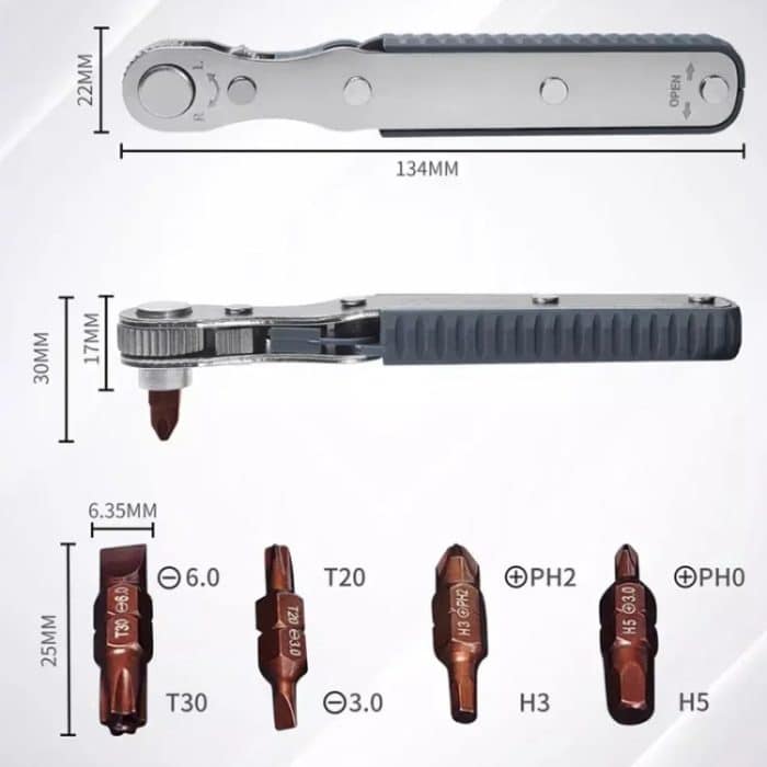 36-Zahn-Bidirektionaler Ratschenschraubendrehersatz mit 4 doppelseitigen Bits – Bild 3