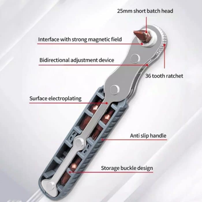 36-Zahn-Bidirektionaler Ratschenschraubendrehersatz mit 4 doppelseitigen Bits – Bild 7