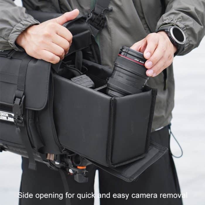 Cwatcun D115 Schulter-/Crossbody-Tasche aus wasserdichtem Leder für Film-DSLR-Kameras, Black Small, Black Medium, Black Large – Bild 13