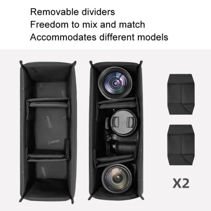 Cwatcun D115 Schulter-/Crossbody-Tasche aus wasserdichtem Leder für Film-DSLR-Kameras, Black Small, Black Medium, Black Large – Bild 5