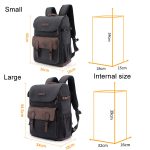 Cwatcun D128 Vintage-Schulterrucksack mit geteiltem Fach, große Kapazität, spritzwassergeschützte Fototasche, Small Black, Medium Black – Bild 3