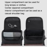 Cwatcun D128 Vintage-Schulterrucksack mit geteiltem Fach, große Kapazität, spritzwassergeschützte Fototasche, Small Black, Medium Black – Bild 6